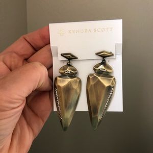 Kendra Scott stellar earrings in antique brass